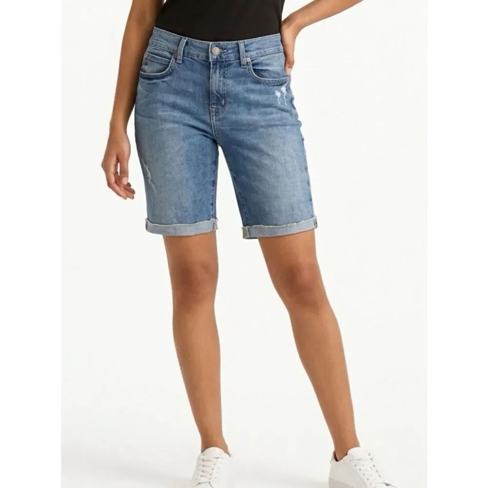 ANTHROPOLOGIE | LEVEL 99 Bermuda Length Denim Jean Shorts Women’s Waist Size 27